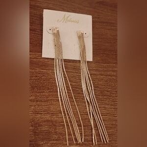 Long Gold Snake Chain Fringe Evening Glam Dangle Earrings Melanie's